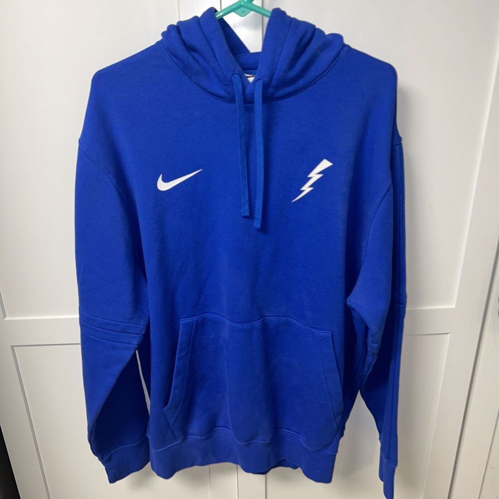 Nike Air Force Blue‎ Hoodie Mens Size Largelightning Bolt Pullover